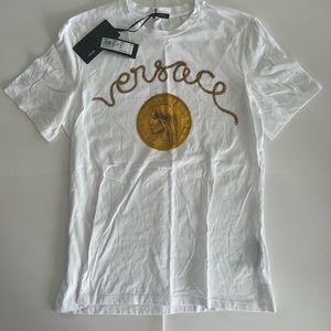 Versace Donatella Coin T Shirt White US Size 10 Rare 100% Authentic With Tags